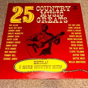 **6/$20** 25 Country Music Greats 33 1/2 R.P.M. Vinyl LP Starday Records